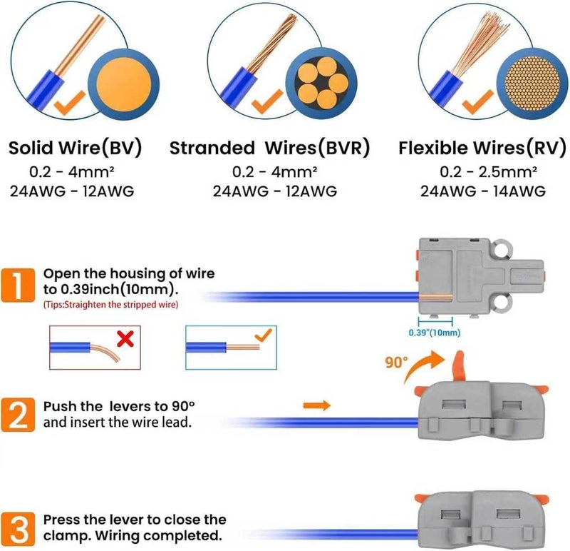 UOHGDPY 50 Pcs Mini Lever Wire Connectors, 1 in 1 Out DIY Mini Splicing,Compact Wire Connectors Splicing Connectors for Circuit Inline 28-12 AWG - Image 5